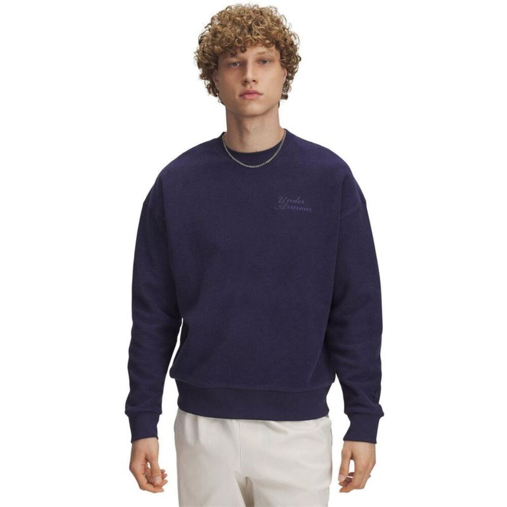 Under Armour Mens Lettering Terrycloth Drop  Sweatshirt / Blue